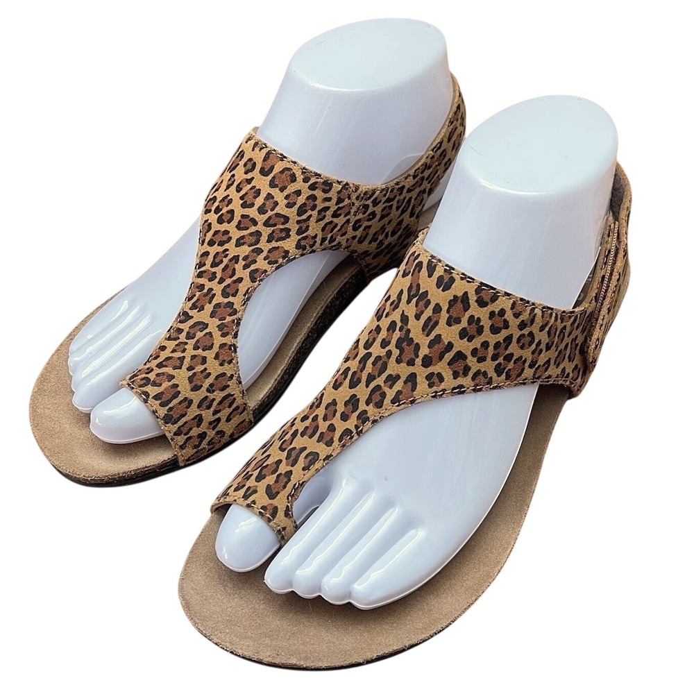 Dansko Womens Reece Sandals 37‎  Leopard Toe Loop Slingback Thong Vacation Beach